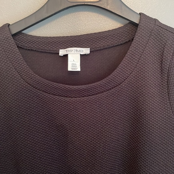 WHITE HOUSE BLACK MARKET Textured Black Peplum Top - Picture 2 of 5